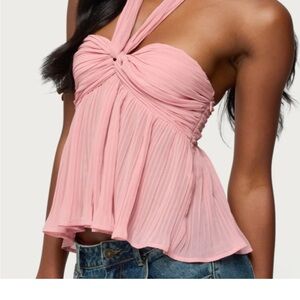 Edikted pleated chiffon babydoll halter top